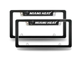 Rico Industries - Miami Heat NBA (Set of 2) Chrome Metal License Plate Frames with Carbon Fiber Design - Multi