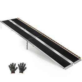 VEVOR - Portable Wheelchair Ramp, 10FT, Non-Slip Aluminum Folding Handicap Ramp for Wheelchair, 800 lbs Capacity - Silver;Black