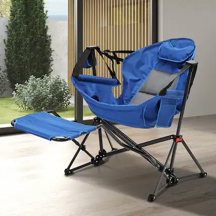 Front. Ainfox - Ainfox Hammock Camping Chair with Footrest - Light Blue.