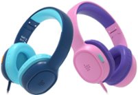 Tronsmart - Wired Headphones with 85/93dB Safe Volume, Foldable Adjustable Stereo Tangle-Free 3.5mm Jack Wired Cord On-Ear Headset - Blue + Pink - Front_Zoom