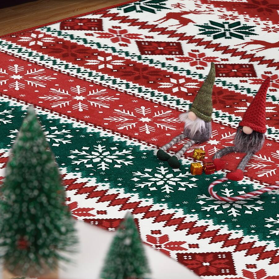 GARVEE Festive Evergreen Classic Holiday Area Rug with Deer ...