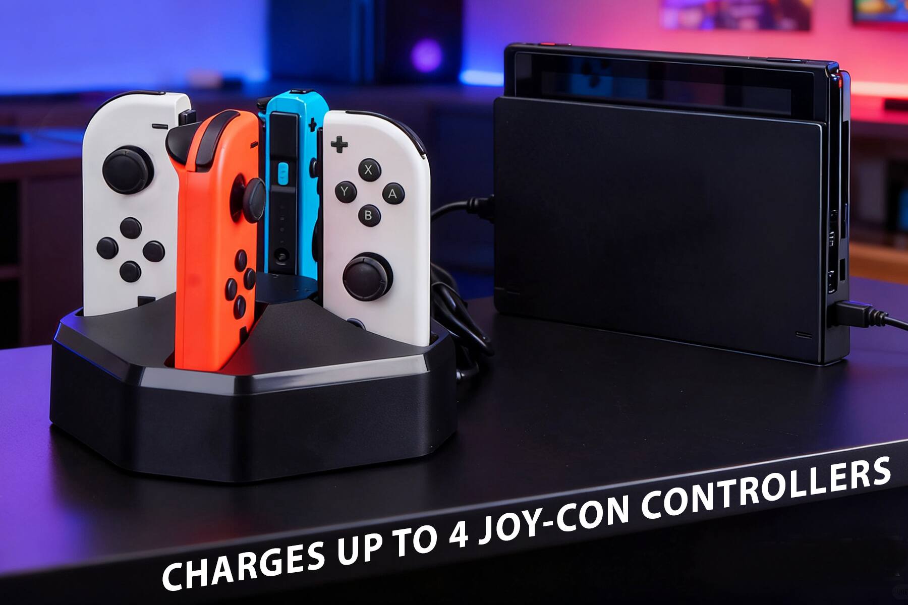 CHARGES UP TO 4 JOY-CON CONTROLLERS
