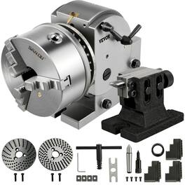 VEVOR - Dividing Head, 6 in/160 mm, Dividing Head Set, 3-jaw Chuck Semi Universal Milling Set with 6 in Chuck, Tailstock - Silver