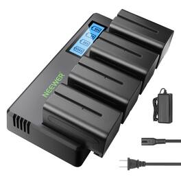 Neewer - 4-Pack NP-F750 Replacement Batteries & 4-Channel Charger, 5600mAh