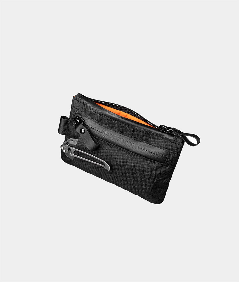 Front. ALPAKA - Zip Pouch Pro RFID Wallet Pouch, Fits 4-12 Cards, Cash/Coin Pocket, 3 External EDC Slots - Black Ultradyne 100D.