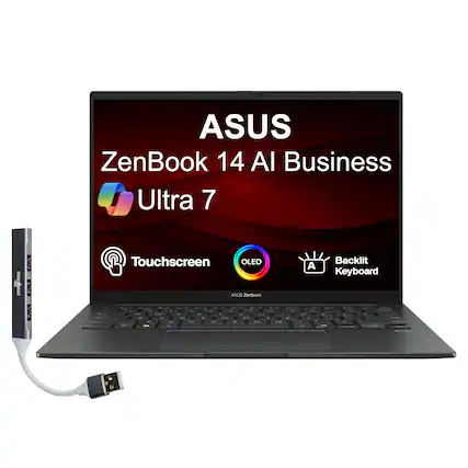 ASUS ZenBook 14 AI Business Ultra 7
Touchscreen OLED
Backlit Keyboard