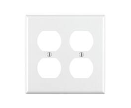 Leviton - 2-Gang Duplex Receptacle Wallplate, Standard Thermoset Device Mount, 88016 - White