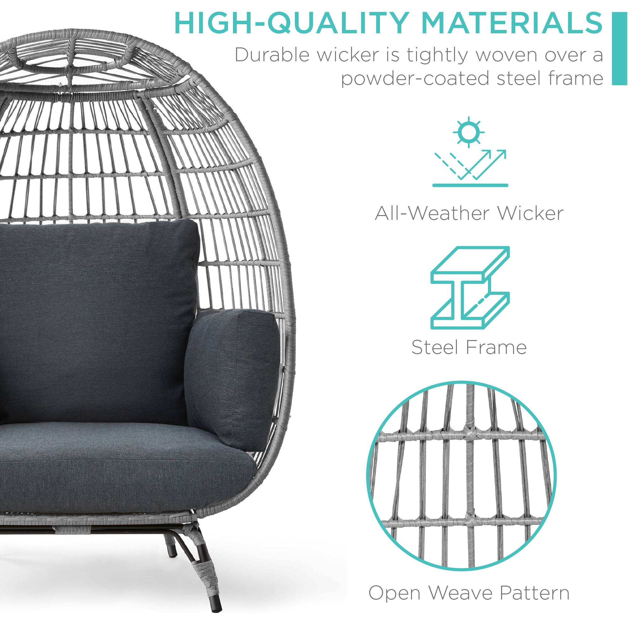 HIGH-QUALITY MATERIALS  
Durable wicker is tightly woven over a powder-coated steel frame

- All-Weather Wicker
- Steel Frame
- Open Weave Pattern