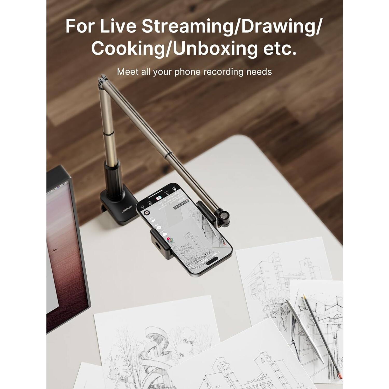 For Live Streaming/Drawing/Cooking/Unboxing etc.

Meet all your phone recording needs