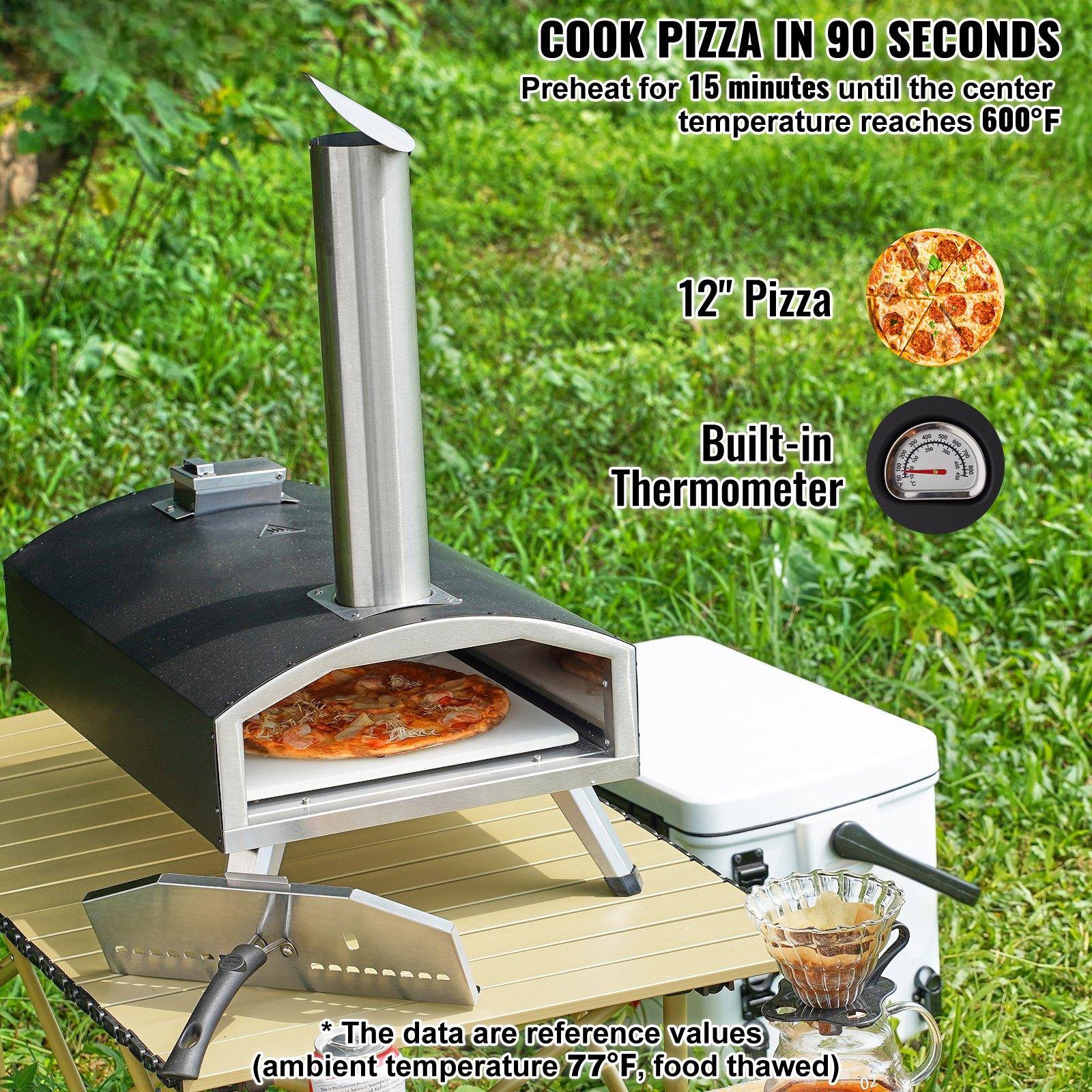 COOK PIZZA IN 90 SECONDS  
Preheat for 15 minutes until the center temperature reaches 600°F  

12" Pizza  
Built-in Thermometer  

*The data are reference values (ambient temperature 77°F, food thawed)