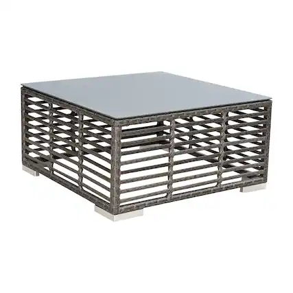 Front. Panama Jack Outdoor - Panama Jack Graphite Square Coffee Table with glass - Gray.