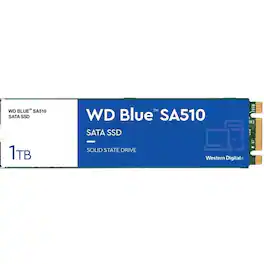 Western Digital - WD Blue SA510 WDS100T3B0B 1 TB Solid State Drive - M.2 2280 Internal - SATA (SATA/600) - Desktop PC Device Supported
