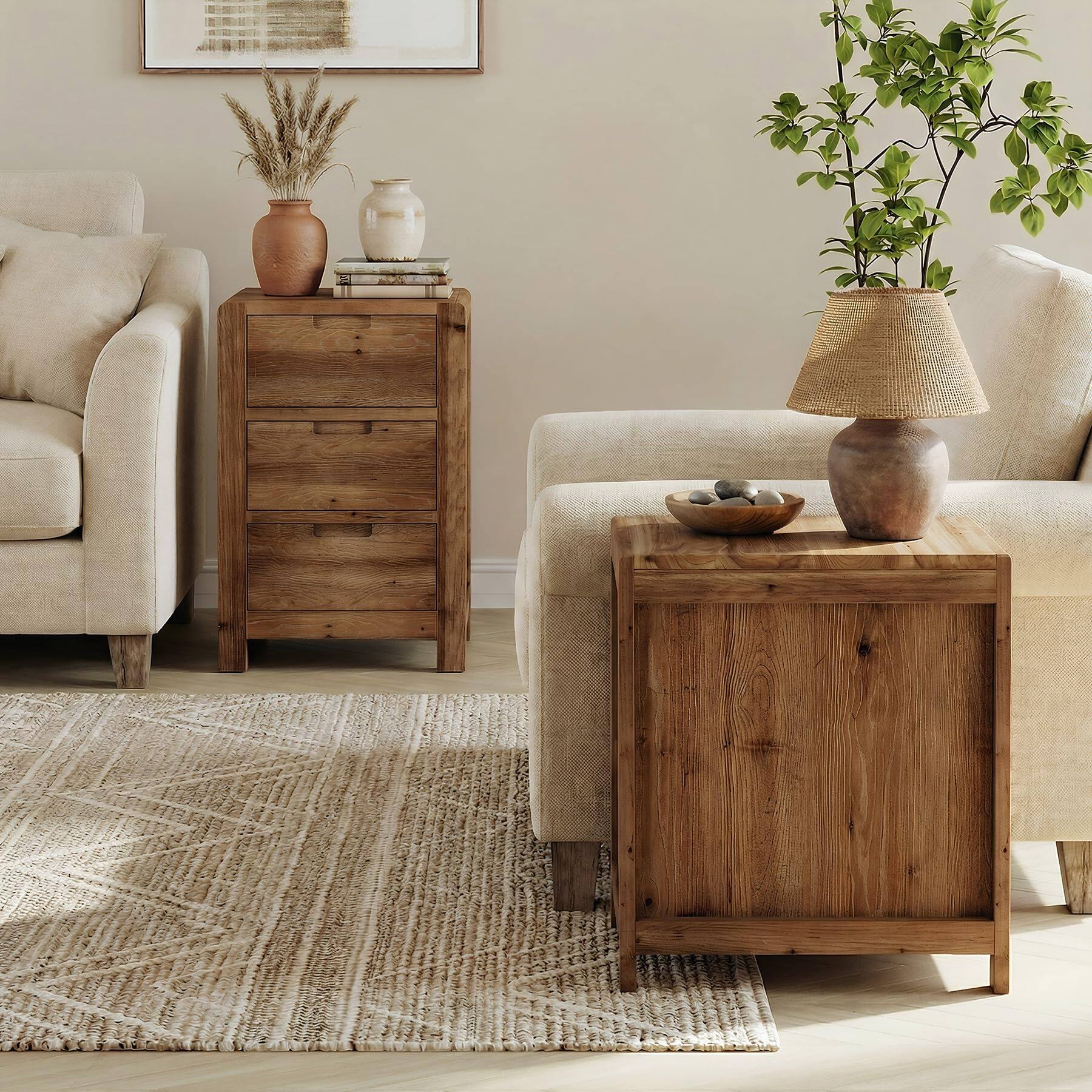 Tribesigns LITTLE TREE 3 Drawer Real Wood End Table, Narrow Side Table ...