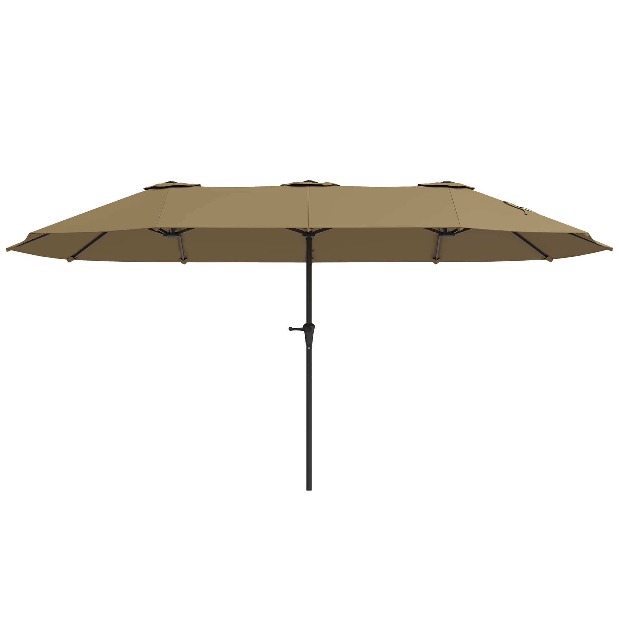 Outsunny - 13 ft. Extra Large Patio Umbrella, UPF30+ Double Umbrella Outdoor Patio with Easy Crank Handle, Vents for Garden, Pool - Coffee