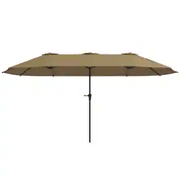 Outsunny - 13 ft. Extra Large Patio Umbrella, UPF30+ Double Umbrella Outdoor Patio with Easy Crank Handle, Vents for Garden, Pool - Coffee