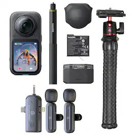 Bundle - Insta360 - X6 8K 360 Action Camera Essential, Black,w/Tripod Lav Mic
