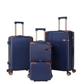 HTUTWOO - Hard Luggage 4-Piece Set - 360° Dual Rotating Four-Wheel Suitcase, Password Lock, Lightweight Universal Wheel Carry-On - Blue