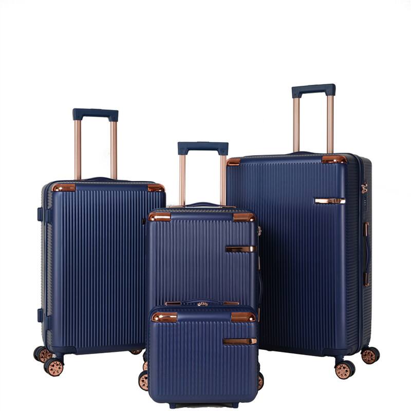 Front. HTUTWOO - Hard Luggage 4-Piece Set - 360° Dual Rotating Four-Wheel Suitcase, Password Lock, Lightweight Universal Wheel Carry-On - Blue.