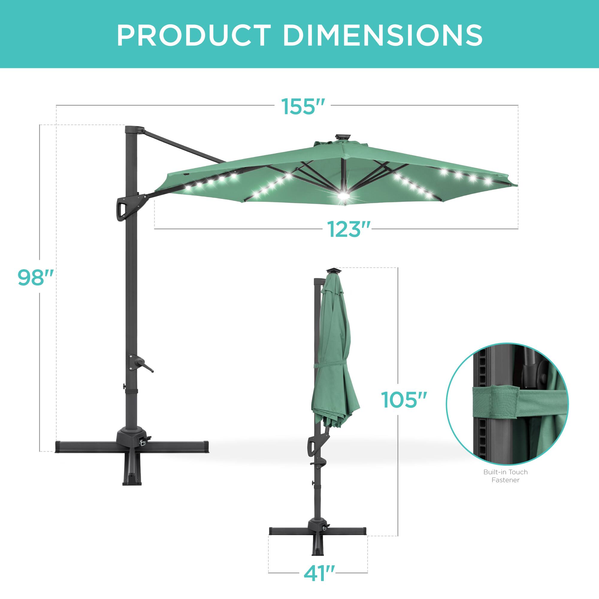 PRODUCT DIMENSIONS

- 155"
- 123"
- 98"
- 105"
- 41"

Built-in Touch Fastener