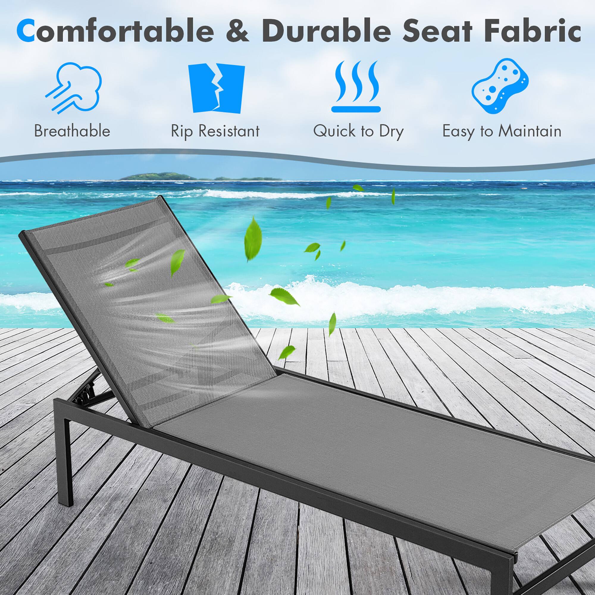 Comfortable & Durable Seat Fabric  
Breathable  
Rip Resistant  
Quick to Dry  
Easy to Maintain