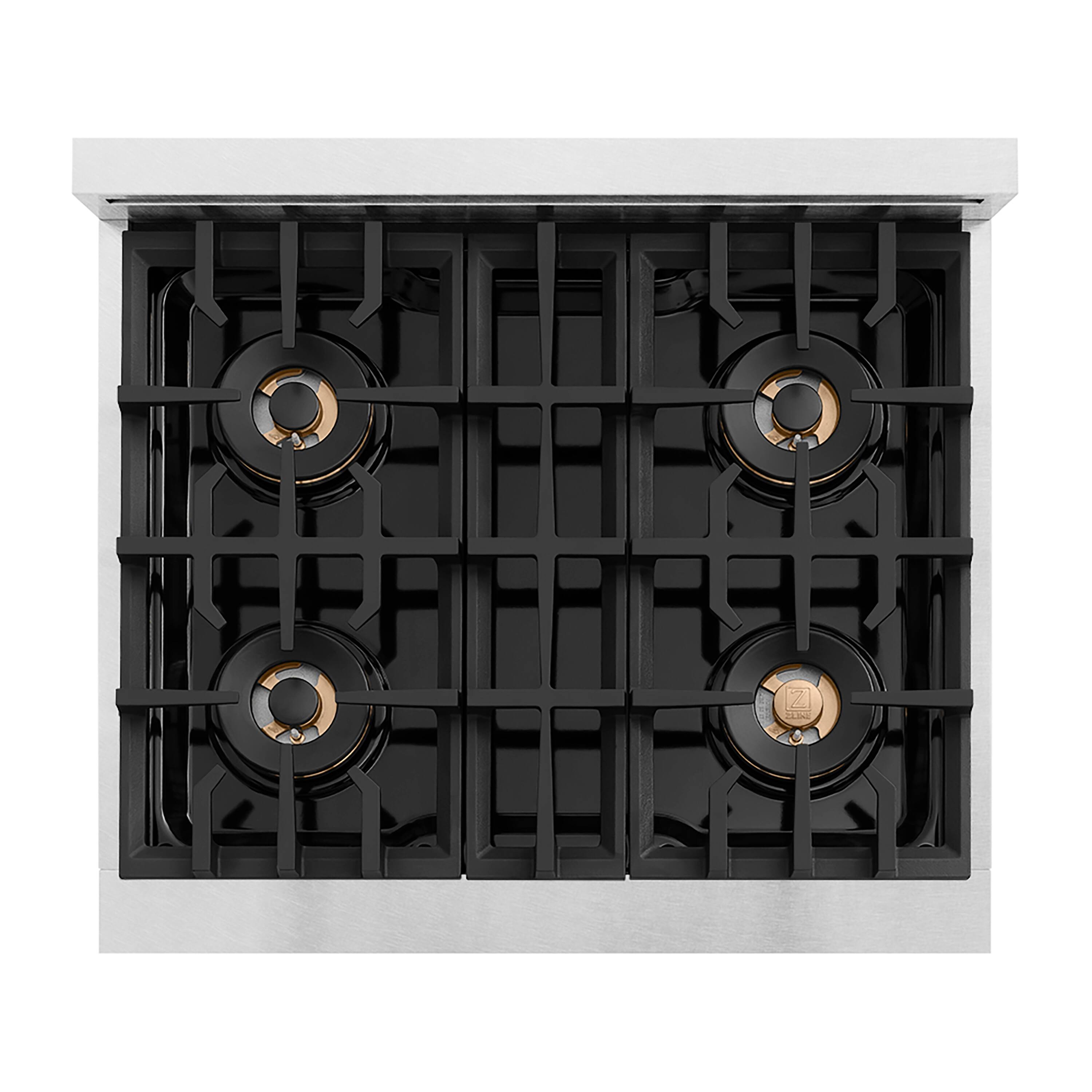 Angle. ZLINE - ZLINE 30 in. Classic Gas Built-In Gas Cooktop with 4 Burner DuoPro Cooktop (PCRTS-30) - Satin Stainless Steel.