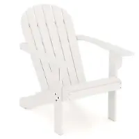 Costway Patio Adirondack Chair with Inclined Seat High Backrest & Wide Armrests - White - Front_Zoom