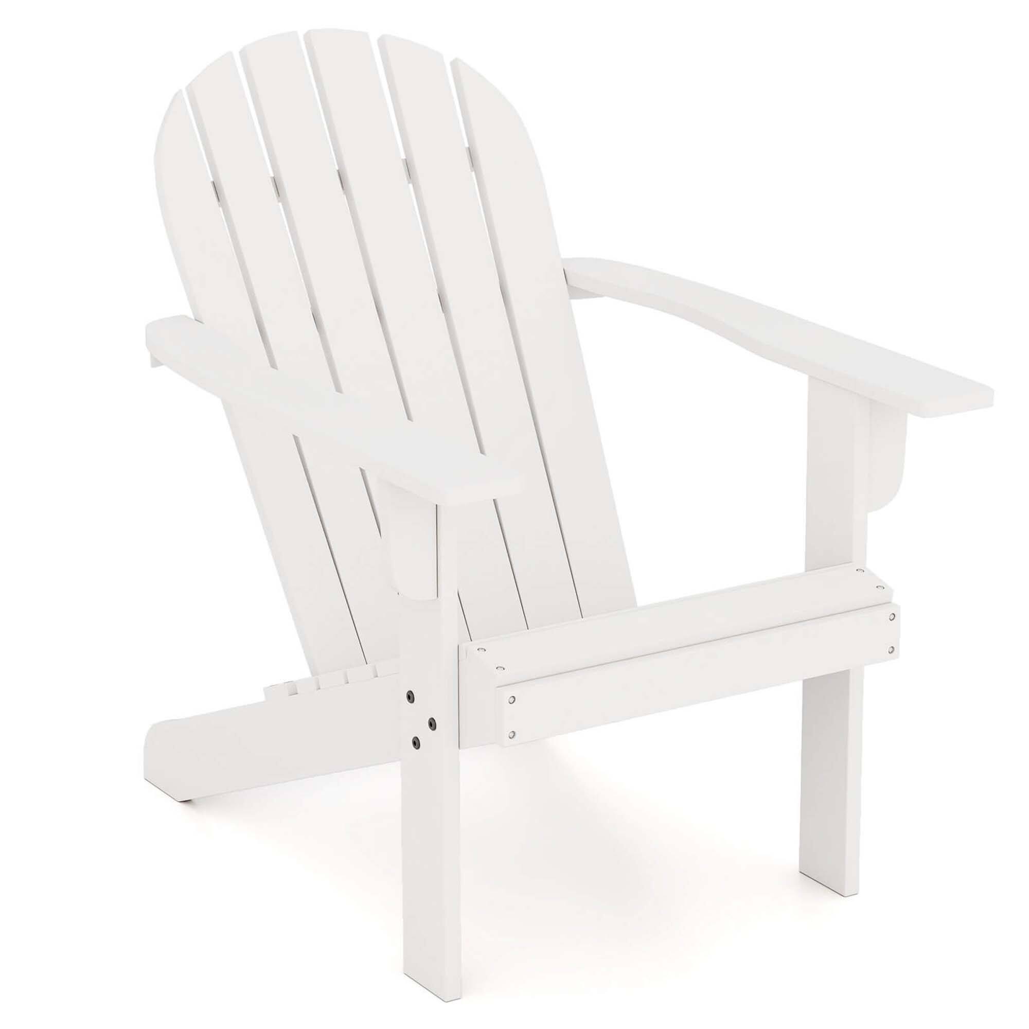 Front. Costway - Patio Adirondack Chair with Inclined Seat High Backrest & Wide Armrests - White.