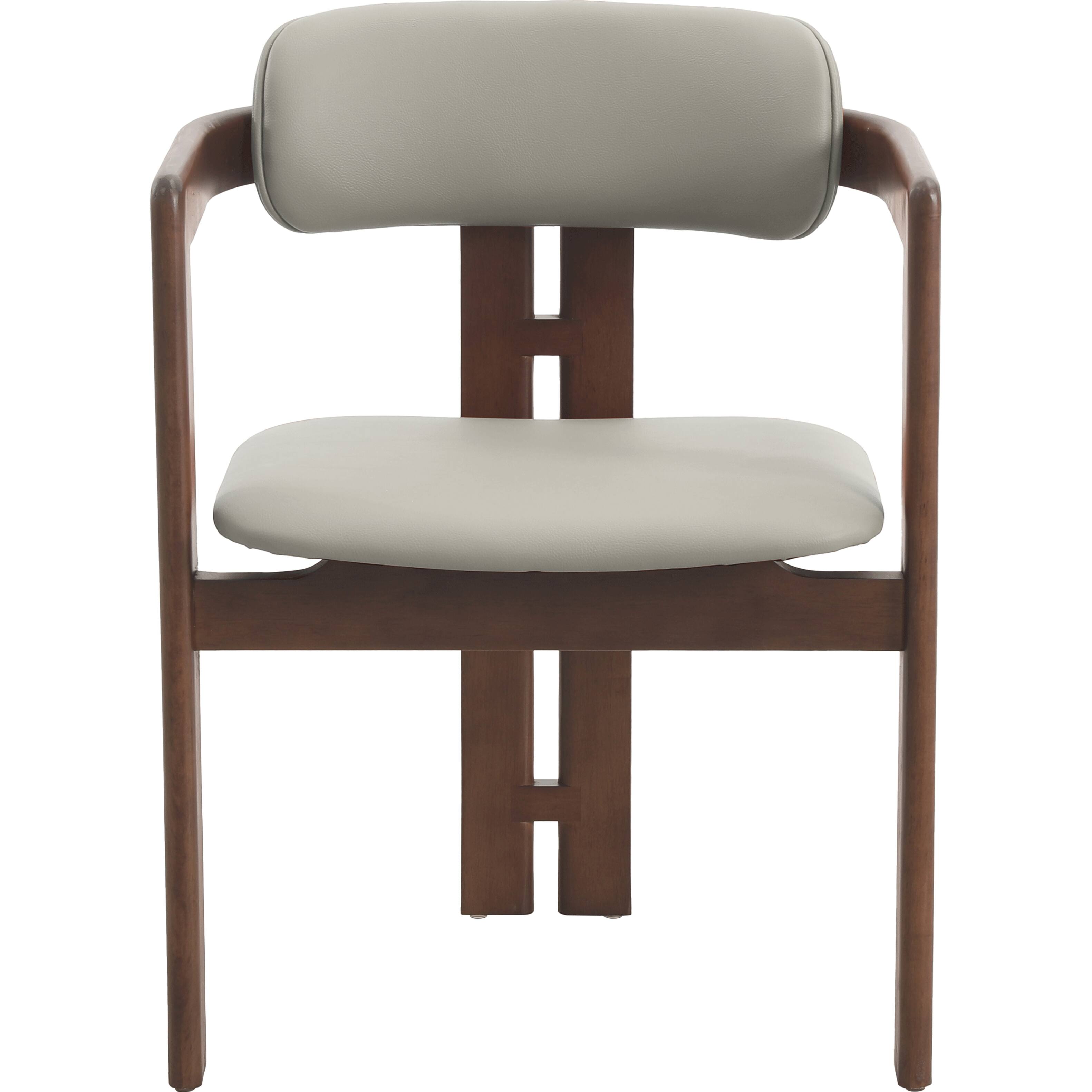 Alt View 2. LeisureMod - Velo Modern Upholstered Faux Leather Dining Chair with Arms - Walnut/Taupe.