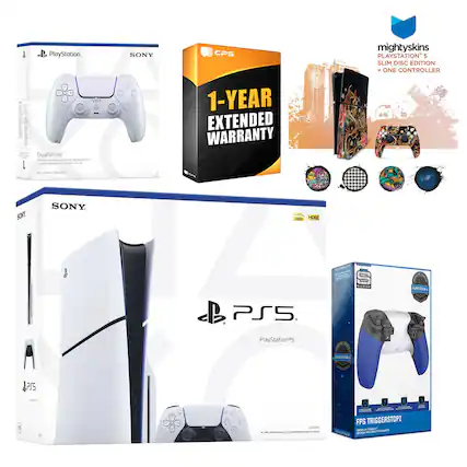 - PlayStation DualSense Wireless Controller
- SONY CPS 1-YEAR EXTENDED WARRANTY
- mightyskins PLAYSTATION 5 SLIM DISC EDITION + ONE CONTROLLER
- PlayStation 5
- FPS TRIGGERSTOPZ