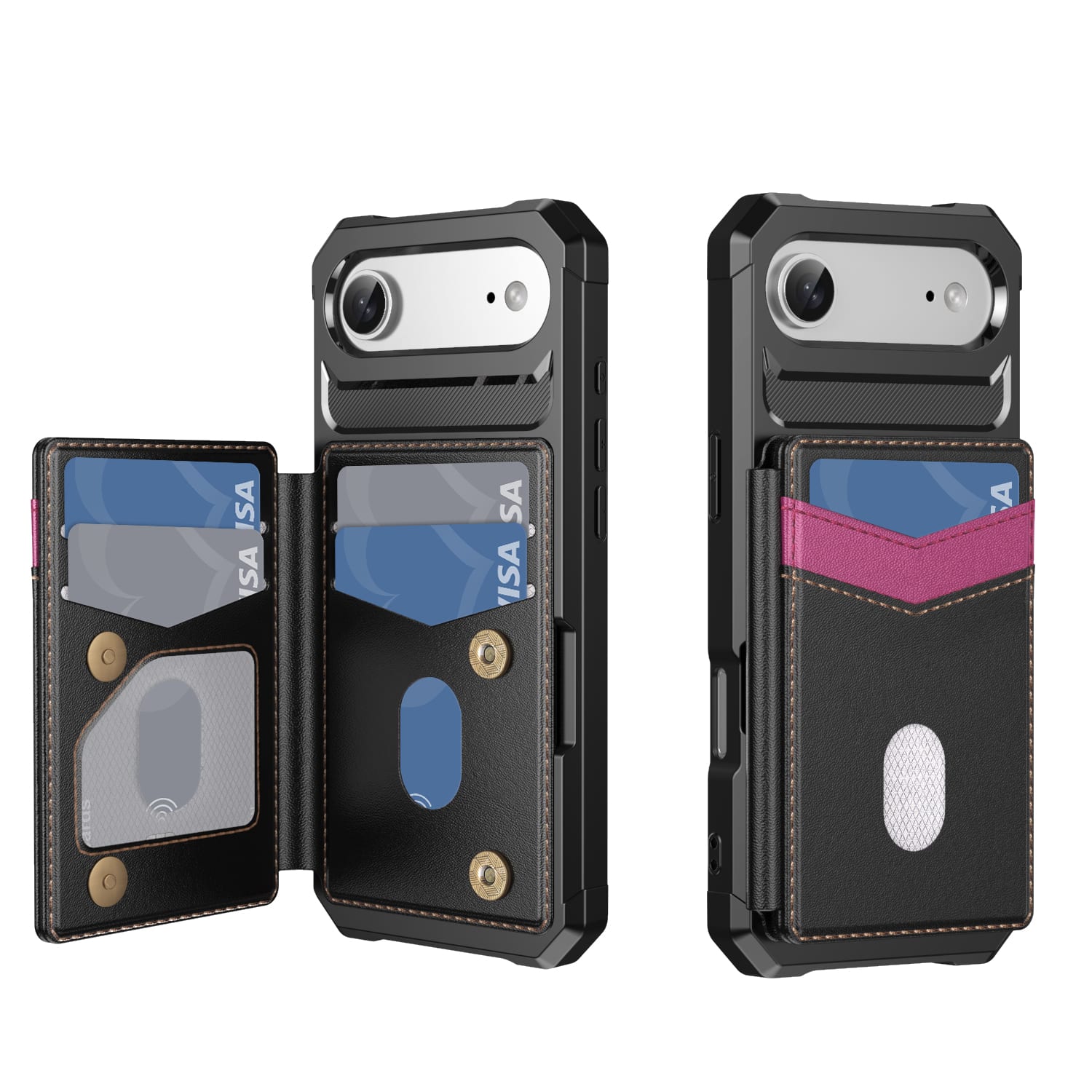 Dteck - Wallet Case for Apple iPhone Air, RFID Blocking Shockproof PU Leather Kickstand Cover with 6 Card Slots - Black