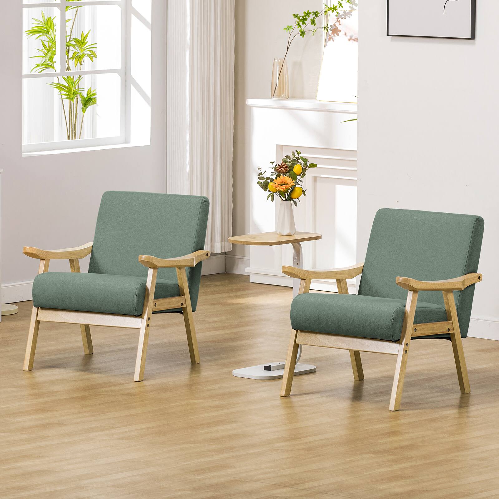 Alt View 4. CloudRest Pro - Comfy Reading Armchair with Curved Armrests Living Room Chairs,Green - Green.