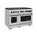 Left. ZLINE - ZLINE Autograph 48" Paramount Double Oven Dual Fuel Range w/ Matte Black Accents (SDRZ-48-MB) - Stainless Steel.