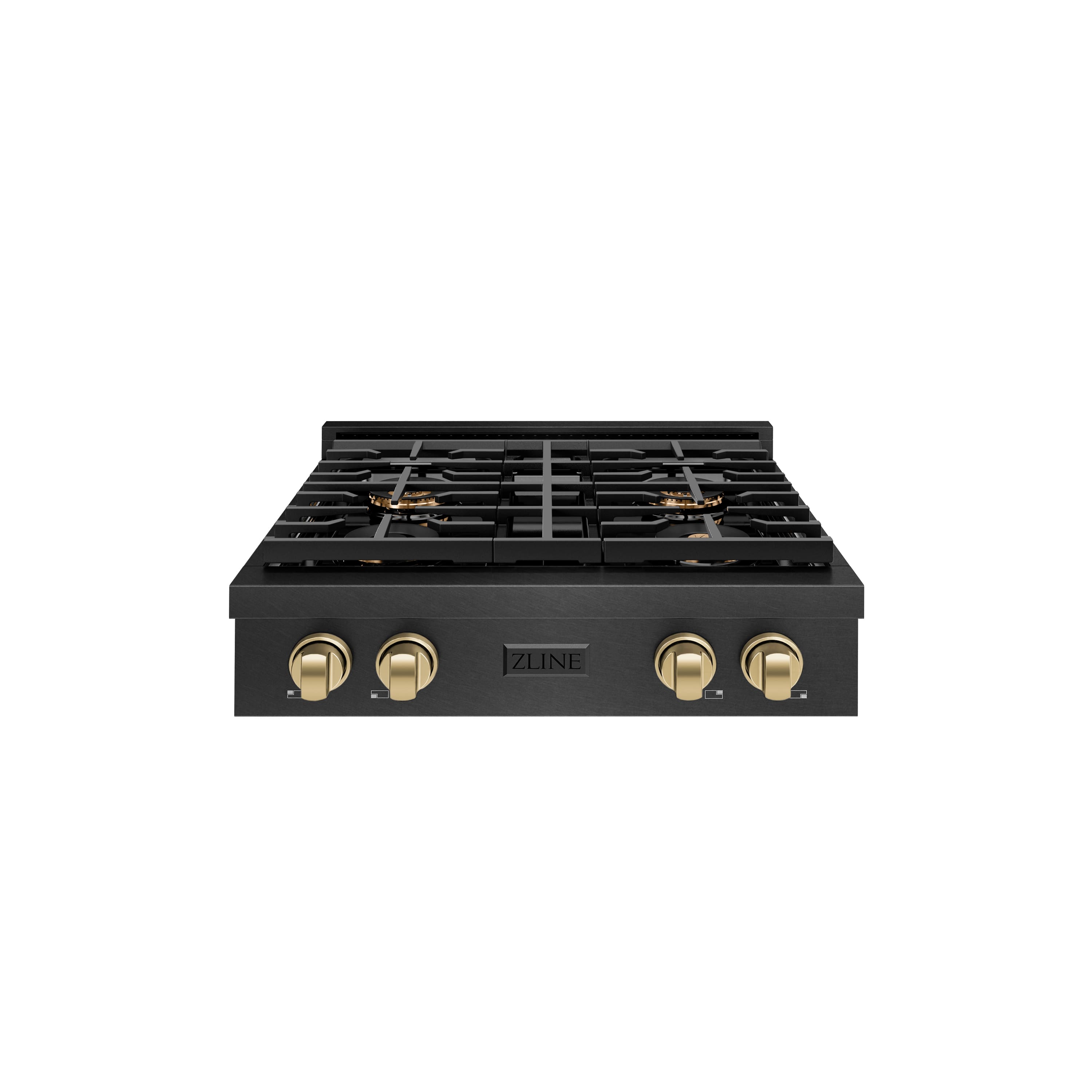 ZLINE Autograph 30 in. 4 Burner Paramount DuoPro Gas Rangetop in Black Satin Steel and Bronze Accents (PSRTBSZ-30-CB) Front