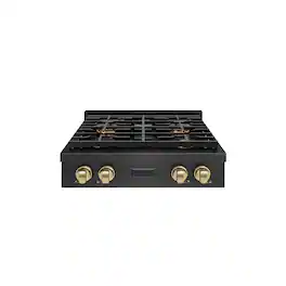 ZLINE - Autograph 30 in. 4 Burner Paramount DuoPro Gas Rangetop in Black Satin Steel and Bronze Accents (PSRTBSZ-30-CB) - Black Satin Stainless Steel