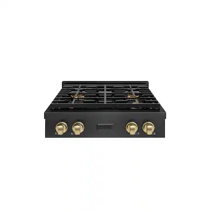 Front. ZLINE - ZLINE Autograph 30 in. 4 Burner Paramount DuoPro Gas Rangetop in Black Satin Steel and Bronze Accents (PSRTBSZ-30-CB) - Black Satin Stainless Steel.