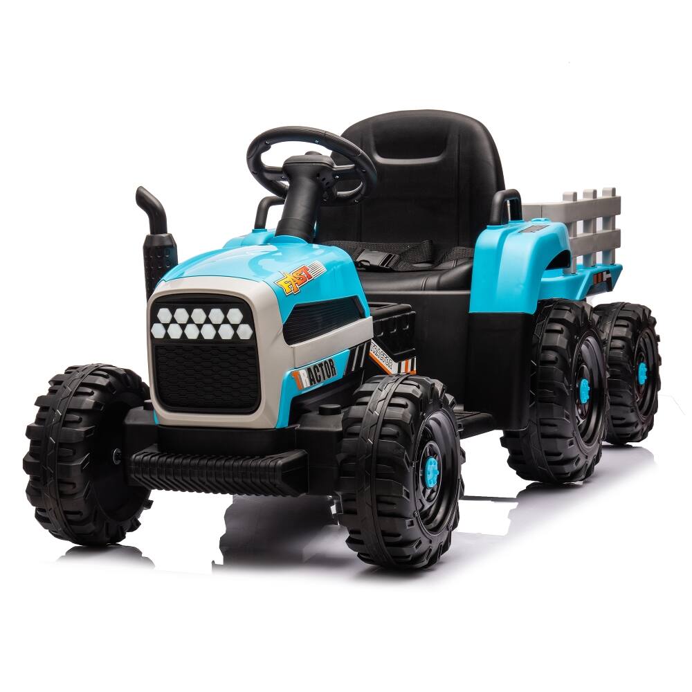 Left. Ropilly - Ropilly 24V battery powered ride on tractor with Trailer Blue.