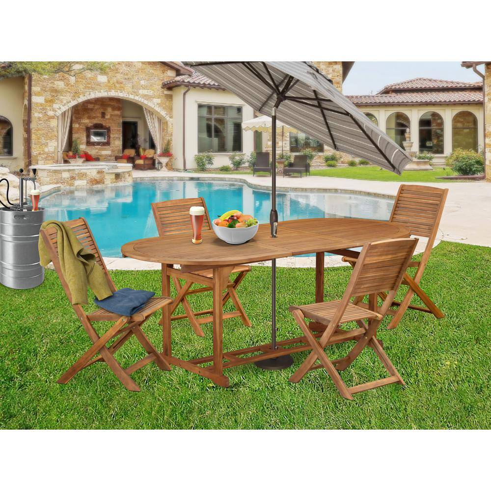 Alt View 3. East West Furniture - 5 Piece Patio Dining Furniture Set - Brown.