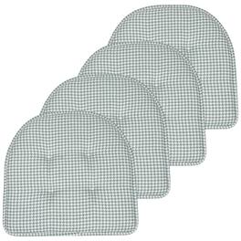 Sweet Home Collection - Houndstooth Stitch U Shaped Memory Foam 17" x 16" Chair Cushions, 4-Pack - Pistachio