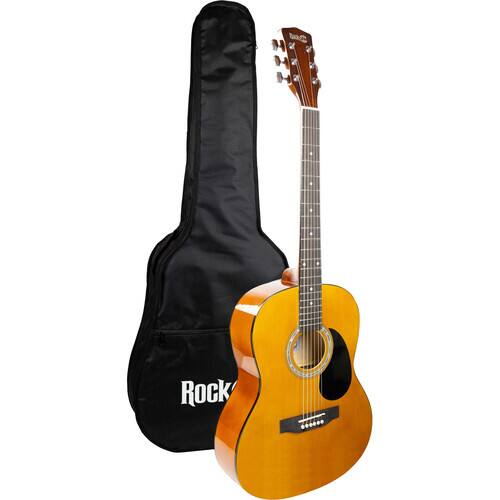 Front. Rockjam - RockJam Acoustic Guitar Kit with Tuner, Bag, Stand, Strap & Lessons - Black.