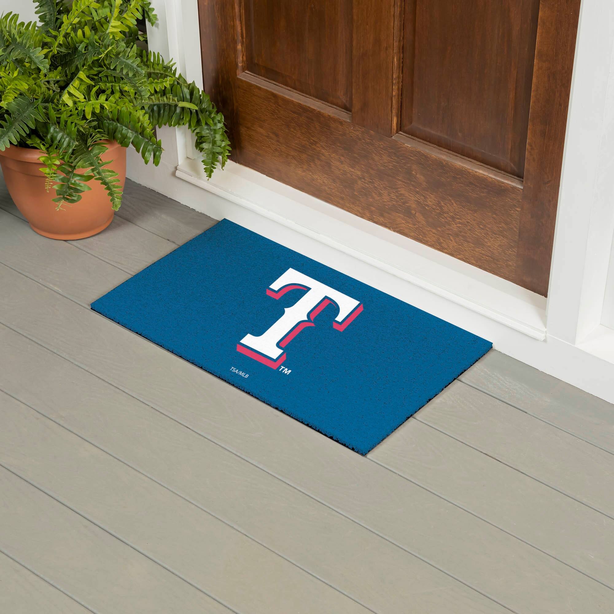 Alt View 1. Evergreen Enterprises - Texas Rangers 28" x 16" Logo Indoor/Outdoor Trapper Mat - Multicolor.