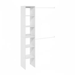 Furinno - Fano Clothing & Closet Storage Organizer Shelf Tower with 2 Hanging Bars - White