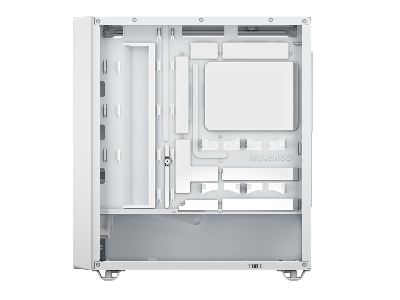 Alt View 6. CORSAIR - CORSAIR 3200D RS Mid-Tower Case, White, 360mm Rad, BTF/Zero/Stealth Compatible, Angled GPU Fan Mount - White.