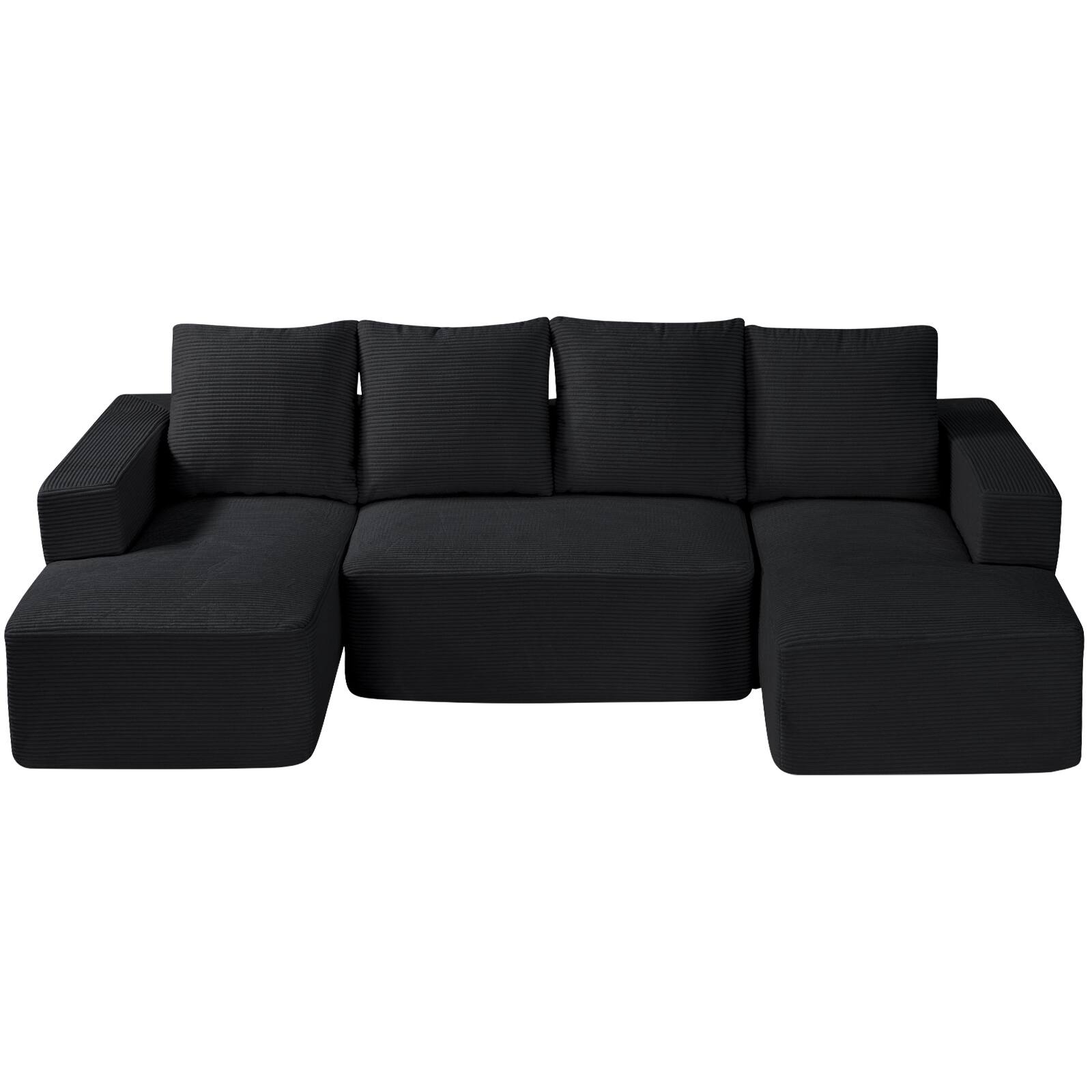 Alt View 5. VEVOR - Modular Sectional Sofa, U Shaped Modular Sofa with Chaise, Cloud Sectional Couch with High Rebound Sponge and Density - Black.