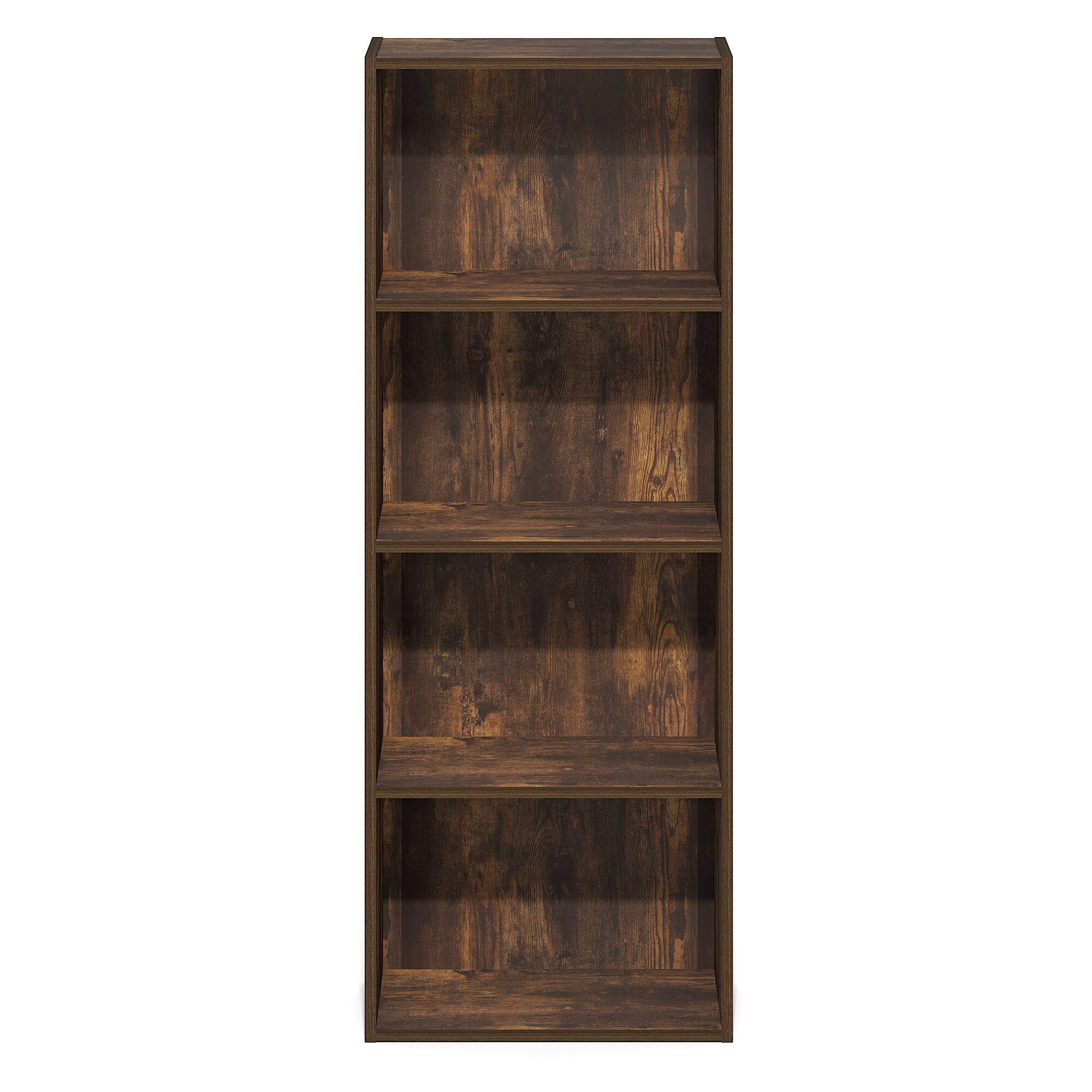 Alt View 6. Furinno - LUDER Book Shelf, 4-Tier Bookshelf, Bookcase with Open Shelf, 9.3 x 15.6 x 41.7 - Amber Pine.