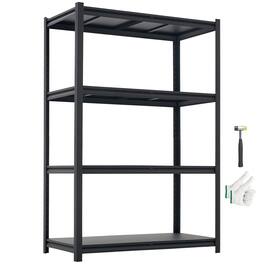 VEVOR - Storage Shelves, 4-Tier Adjustable, 2400 lbs Capacity, Heavy Duty Garage Storage Shelving Unit, Metal Utility Rack Shelf - Black