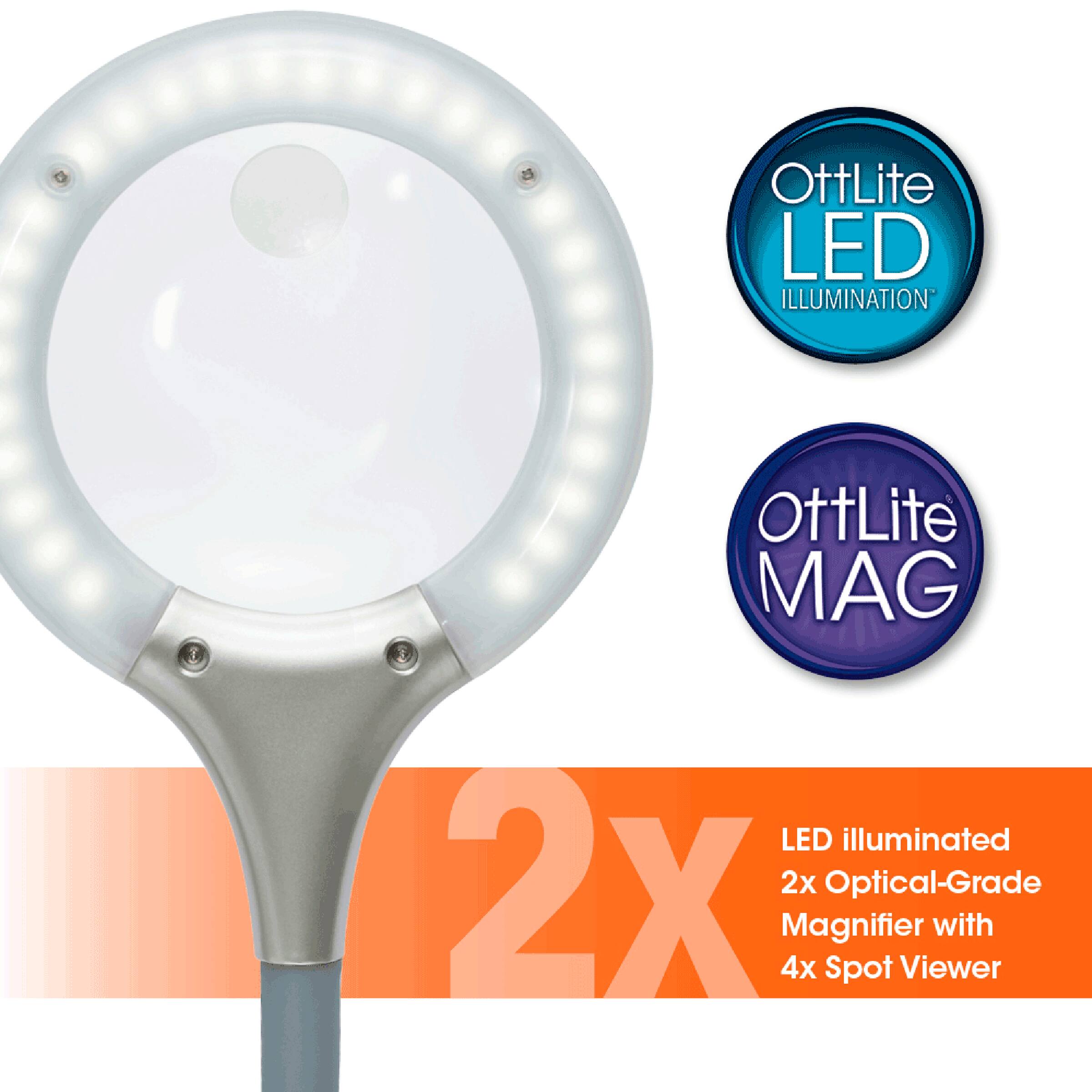 OttLite LED Illumination OttLite MAG LED illuminated 2x Optical-Grade Magnifier with 4x Spot Viewer