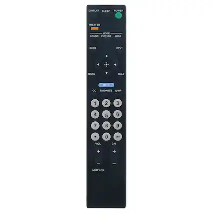 DISPLAY SLEEP POWER THEATER MODE SOUND PICTURE WIDE GUIDE INPUT - - RETURN TOOLS MENU CC FAVORITES JUMP 1 2 3 4 5 6 7 8 9 0 ENT VOL CH + + I I MUTING