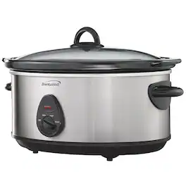 Brentwood - 8.0 Quart Slow Cooker Stainless Steel - Silver
