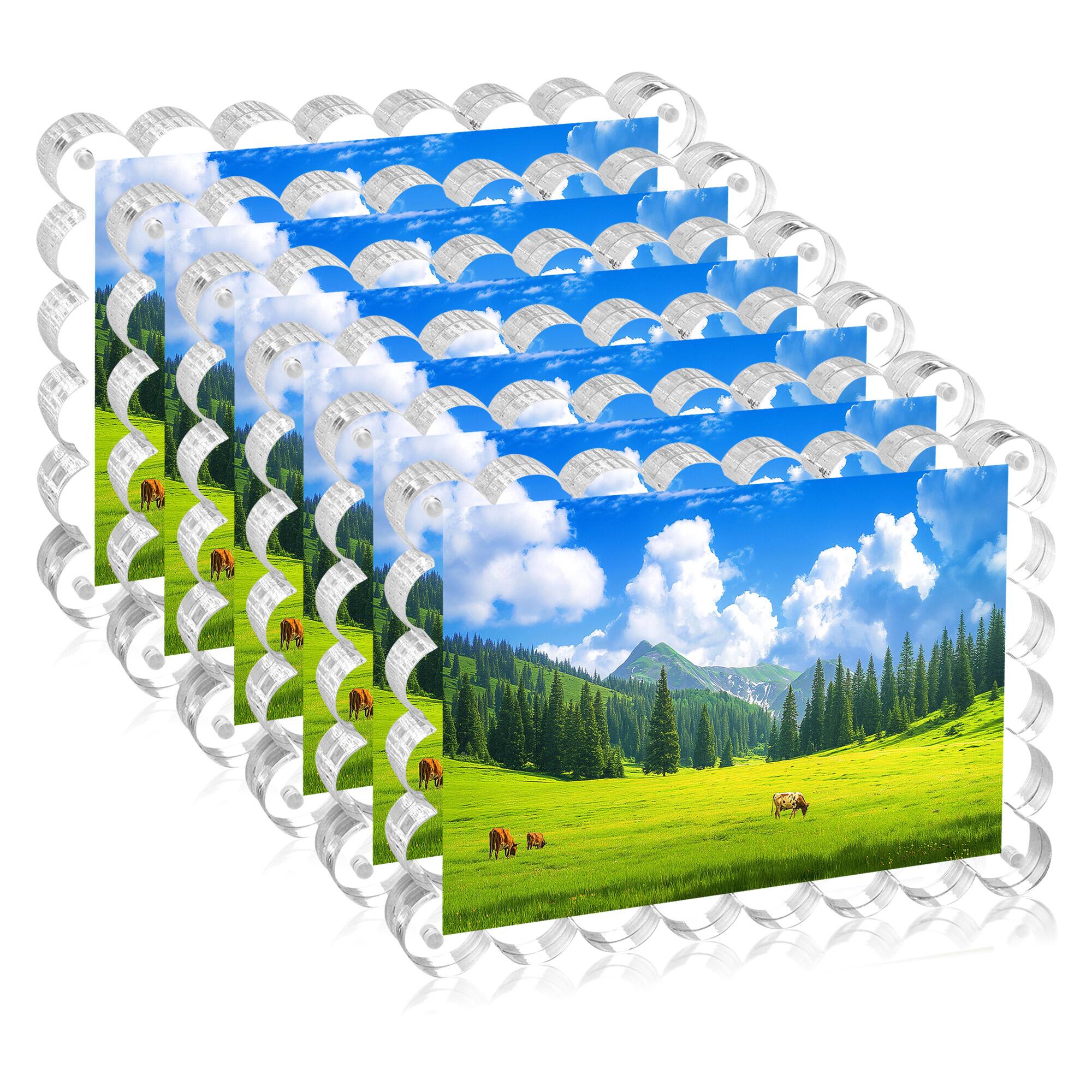 Front. BP4U - 5x7 Inch Tabletop Acrylic Picture Frames, 12+12MM Double Sided Desktop Photo Frames (6-Pack).