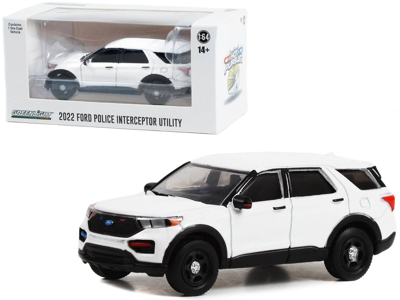 Contains: 1 Die-Cast Vehicle  
GREENLIGHT 2022 FORD POLICE INTERCEPTOR UTILITY 1:64  
14+ HOT PURSUIT